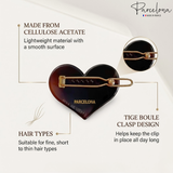 Parcelona Heart 1.75" Tortoise Shell Hair Clip Small Tige Boule Barrette