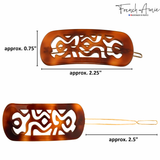 French Amie Swirls 2 ¼” Celluloid Handmade Tige Boule Snap Hair Clips for Women