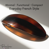 Parcelona French Oval Barrette 3.25" Tortoise Shell Non-Slip Hair Clip Grip