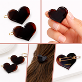 Parcelona Heart 1.75" Tortoise Shell Hair Clip Small Tige Boule Barrette
