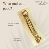 French Amie Wide Quilted Rectangular Barrette 3.5" Handmade Cellulose Acetate Hair Clip