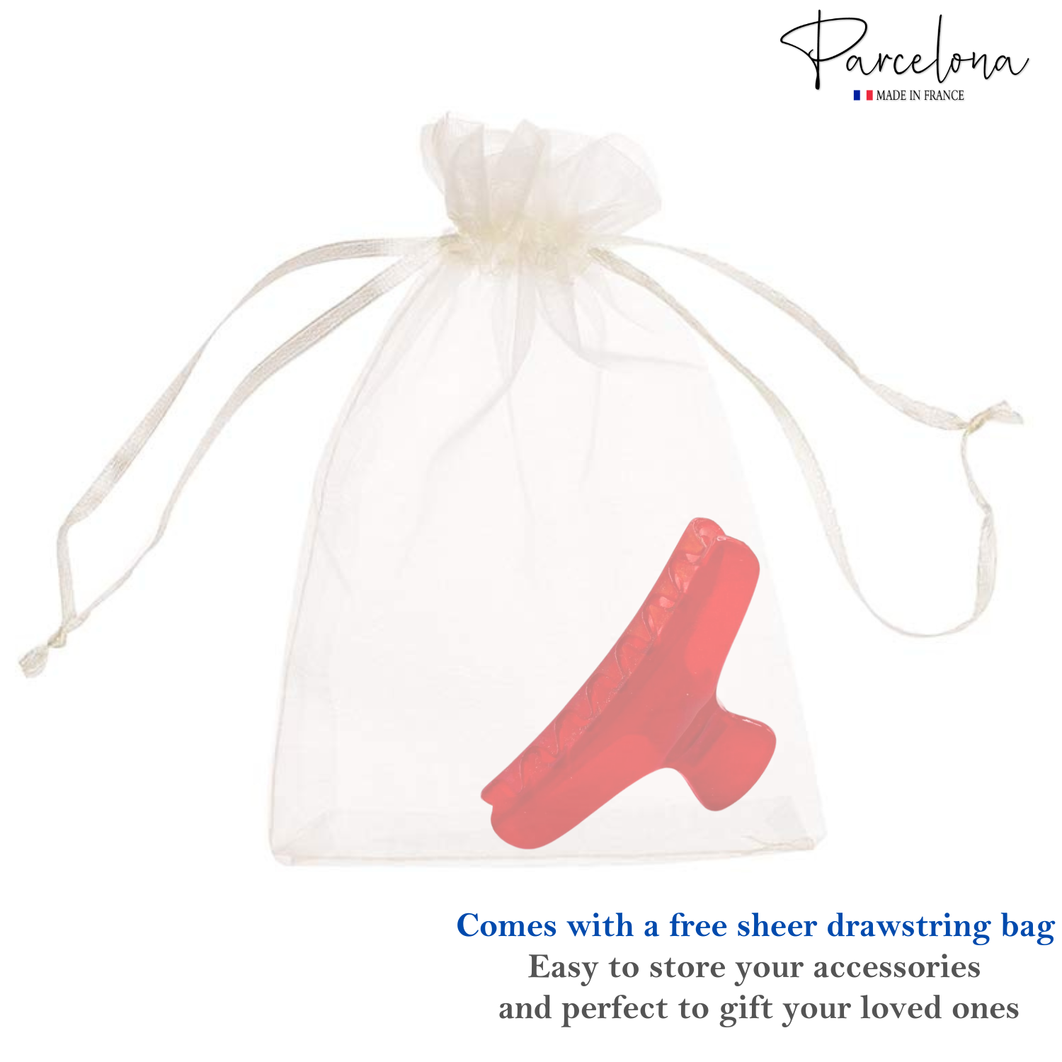 Parcelona French Flat Salon Style Medium 3 1/4" Cellulose Hair Claw for Women
