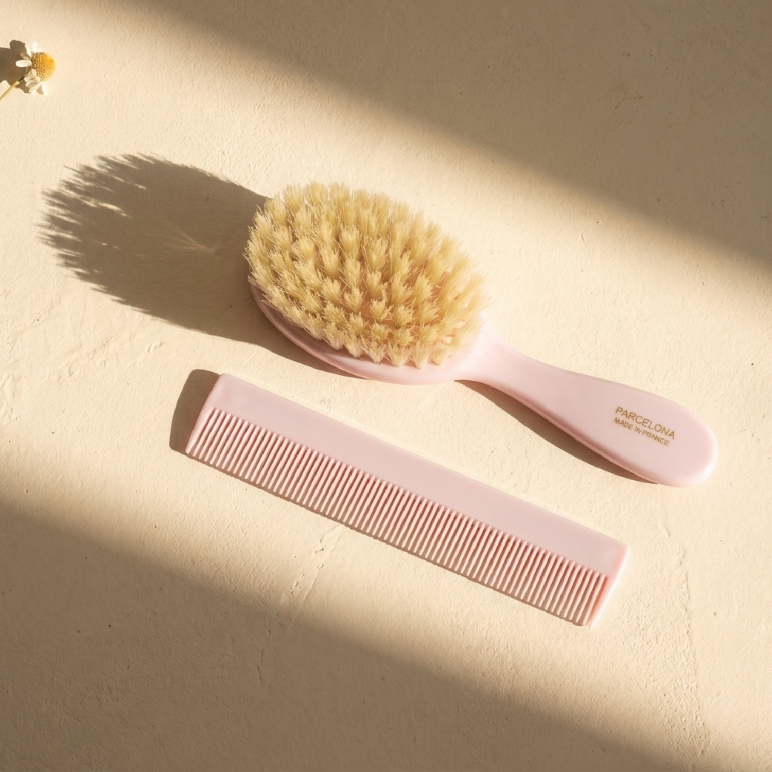 Parcelona French Grooming Combo 6” Cellulose Baby Brush and Comb for Toddlers