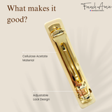 French Amie Quilted Barrette 3.5 Inch Cellulose Acetate Hair Clip for Women