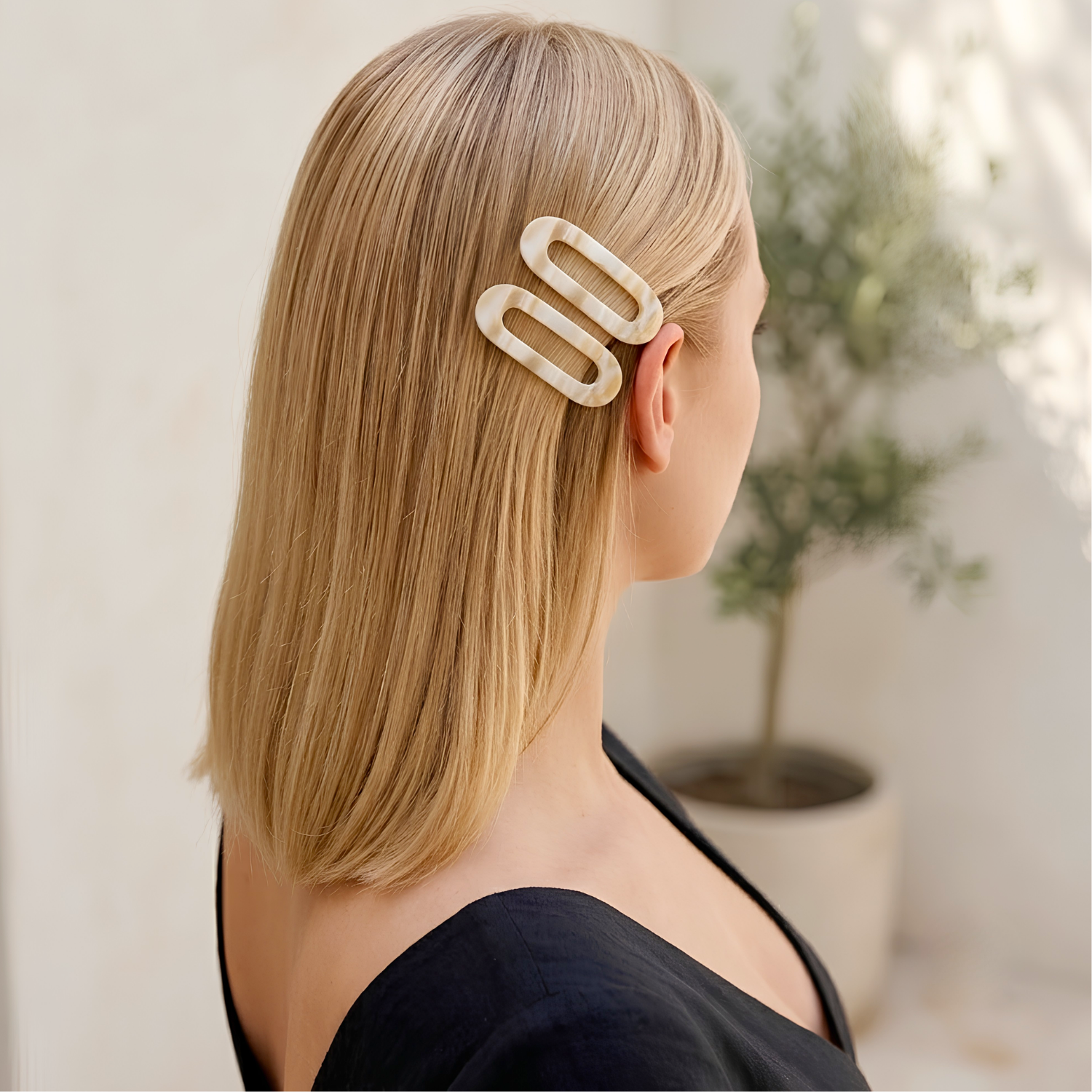 French Amie Mini Oval 2” Cellulose Handmade Snap Tige Boule Hair Clips