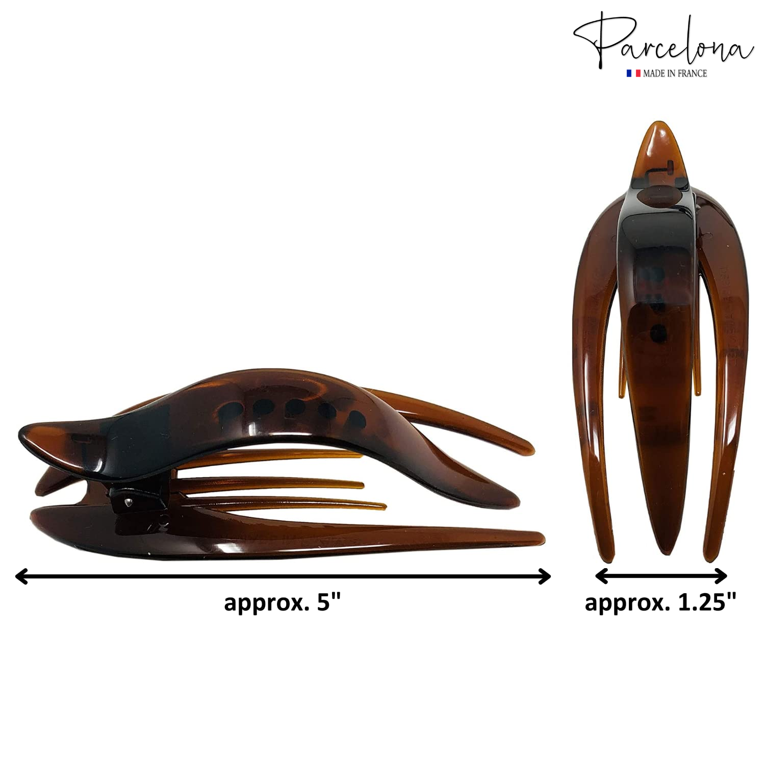 Parcelona French Beak Clasp Tortoise Shell Cellulose Hair Claw for Women (2Pcs)