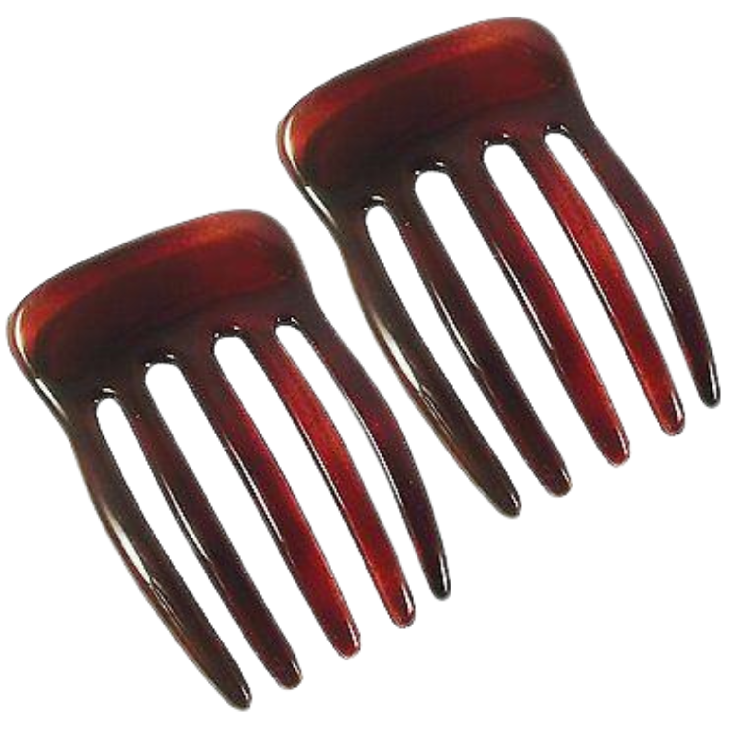 Parcelona French Five Fingers Shell Celluloid Medium 3" Side Hair Combs(2 Pcs)