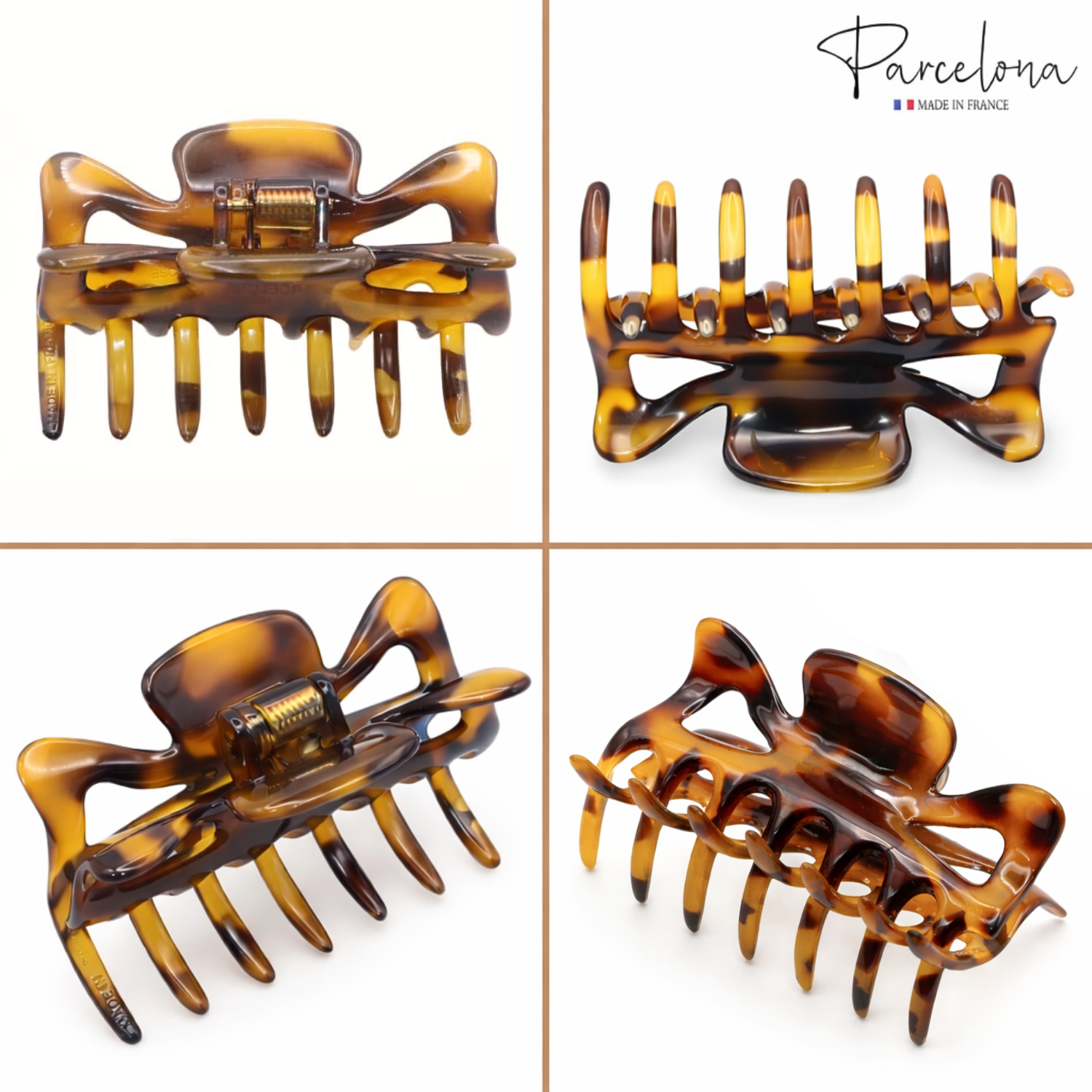Parcelona French Classic 3" Medium Cellulose Hair Claws for Women & Girls (2Pcs)