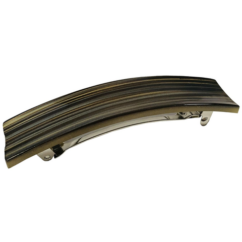 Parcelona Oblong Grey Beige 3.5 Inch Celluloid Automatic Hair Clip Hair Barrette