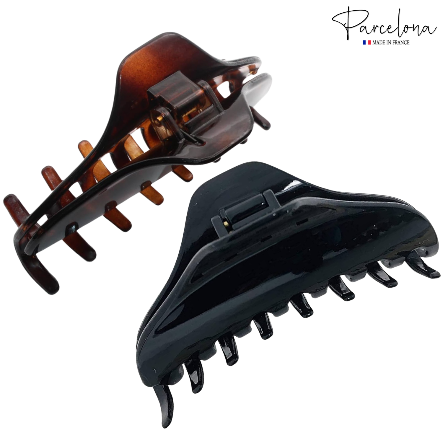 Parcelona French Boss Thin and Narrow Cellulose Hair Claws for Women (2 Pcs)