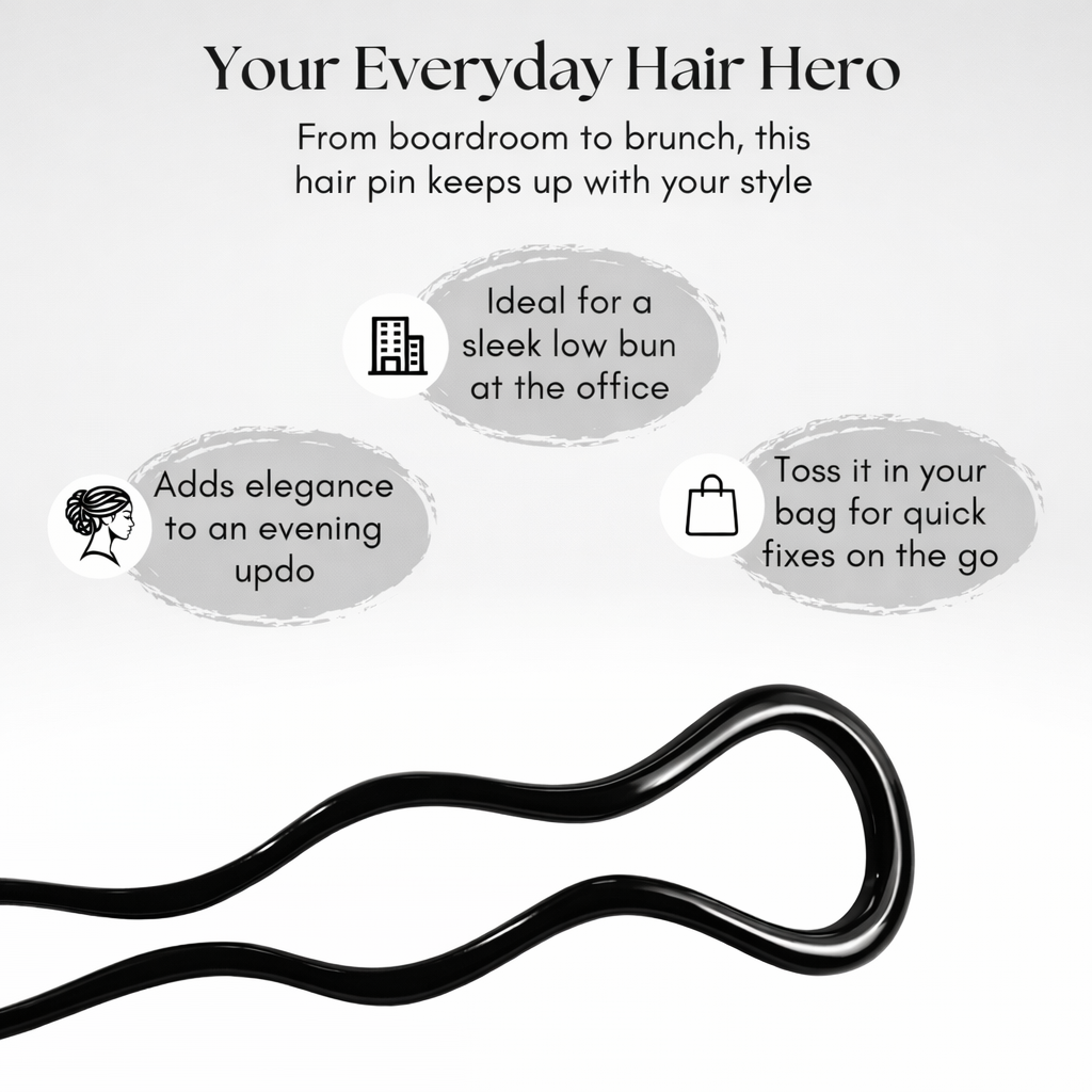 Parcelona French 2pc Wavy U Shape Hair Pin Cellulose Acetate 5" Chignon Bun Pins