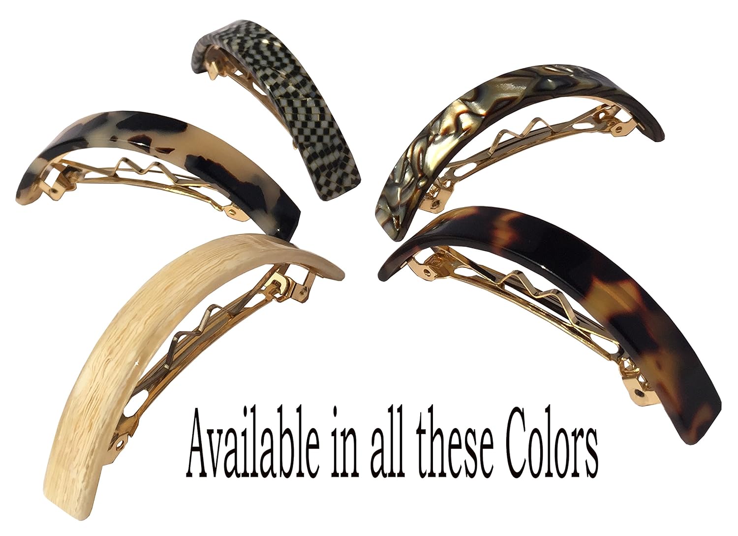 French Amie Curved Small Cellulose Handmade Hair Barrette for Women and Girls
