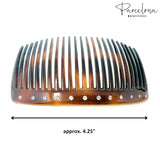 Parcelona French Glossy Crystals Brown Large 4 1/4" Set of 2 Good Grip 23 Teeth