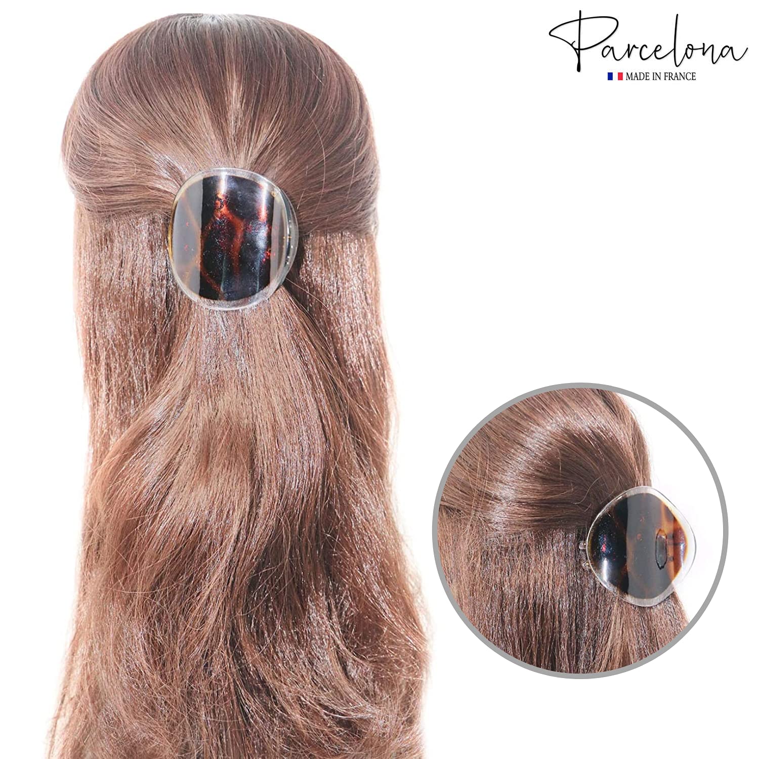 Parcelona French Onde Small 2 3/4" Cellulose Side Slide in Hair Claw for Women