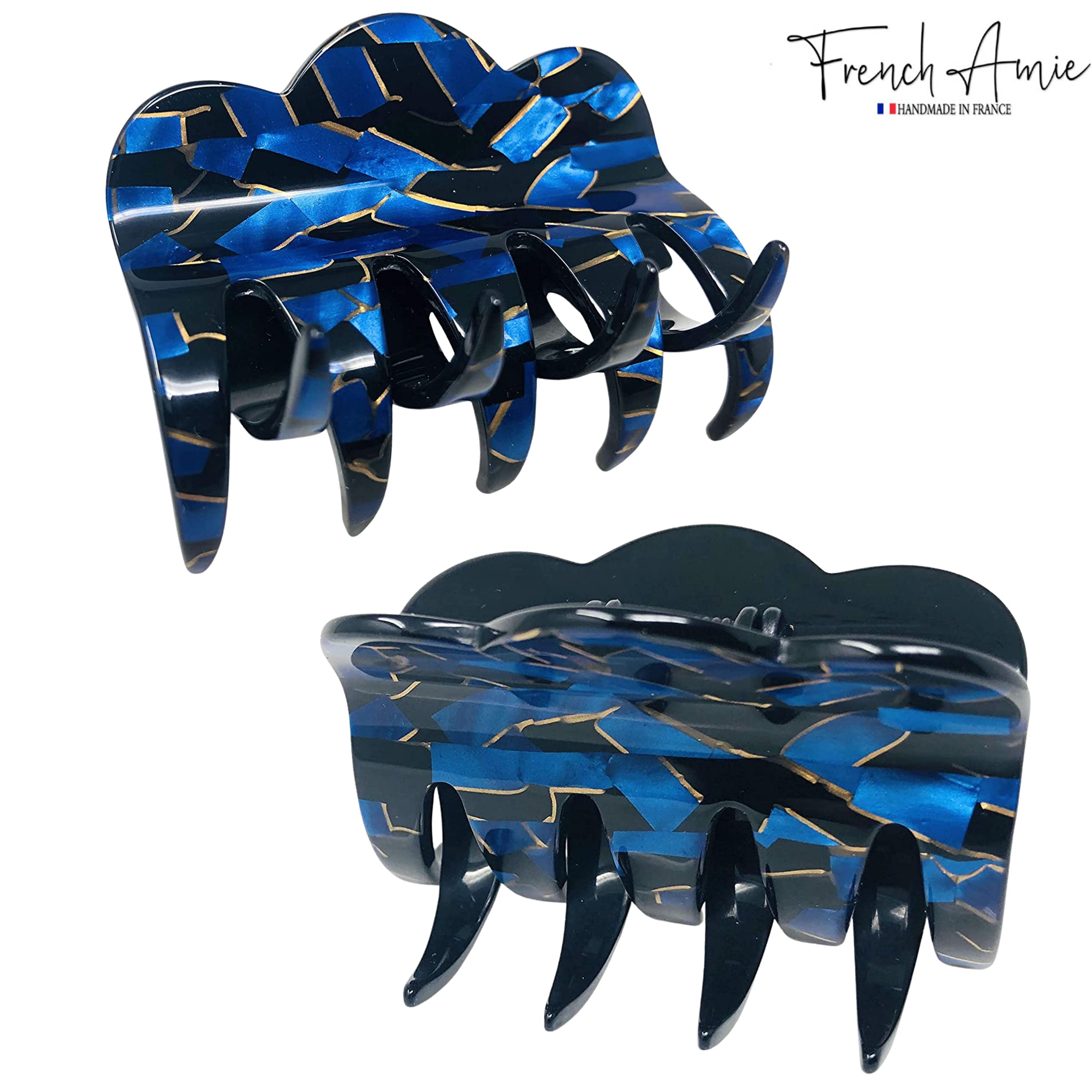 French Amie Crown Wave Small 2.5” Cellulose Handmade Interlocking Hair Claw