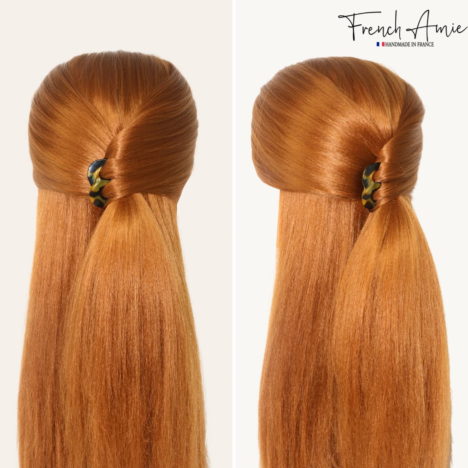 French Amie Tri Prongs 3" Medium Handmade Cellulose Bun Holder Women Hair Pin