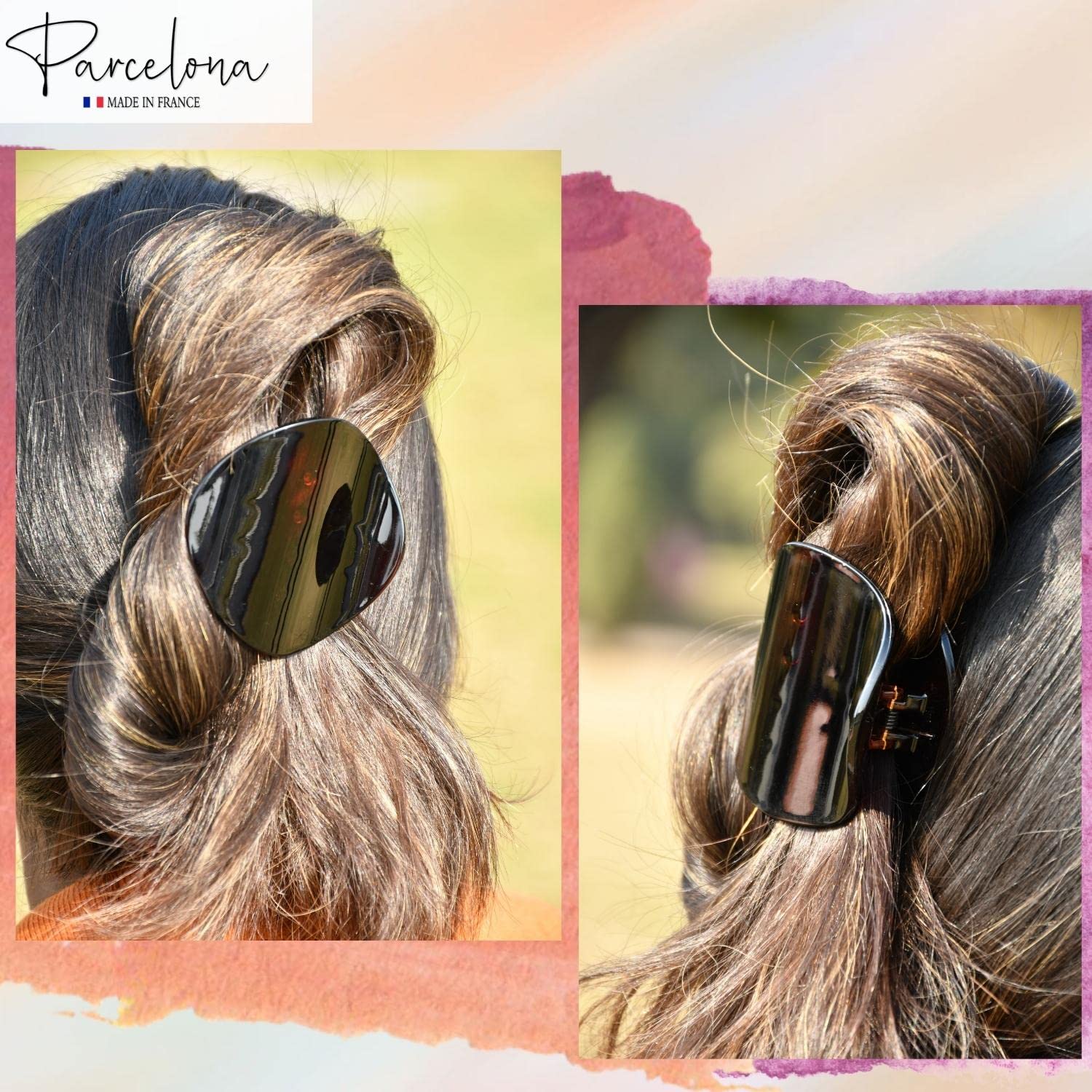 Parcelona French Onde Small 2 3/4" Cellulose Side Slide in Hair Claw for Women