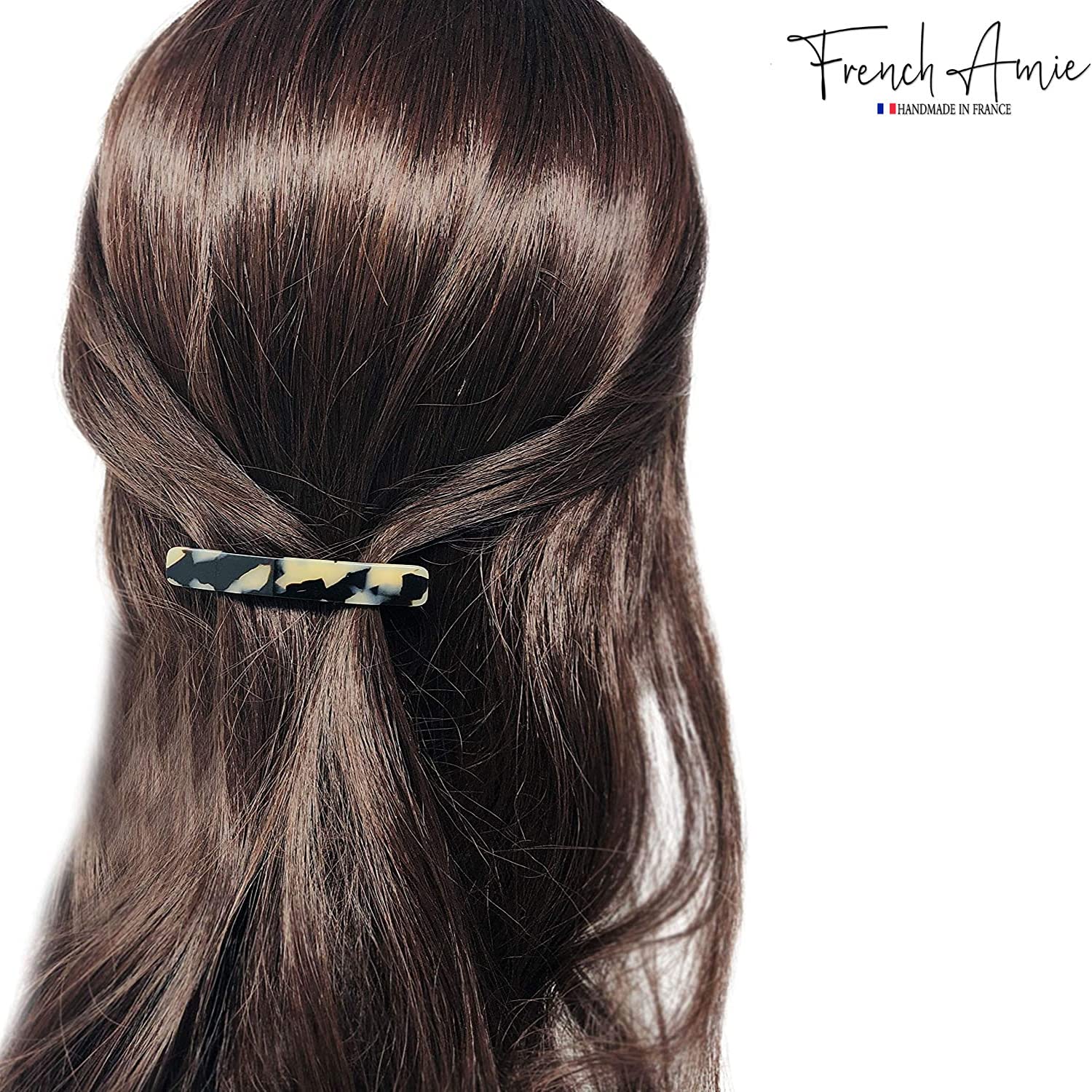 French Amie Small 2 1/4" Cellulose Handmade Hair Barrette for Women and Girls