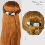 French Amie Oblong 3 1/2" Celluloid Handmade Automatic Hair Barrette for Women