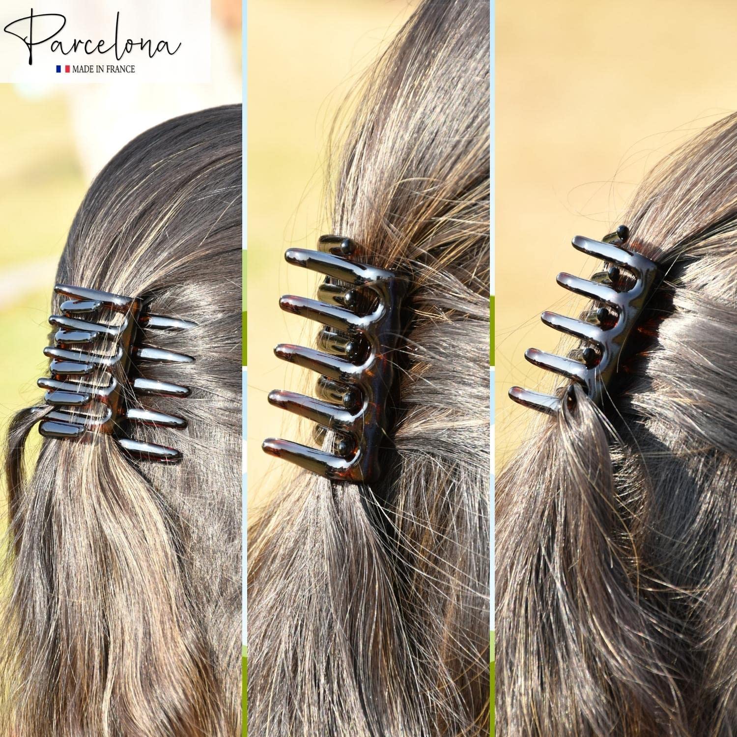 Parcelona French Crab Interlocking Medium Cellulose Hair Side Comb for Women