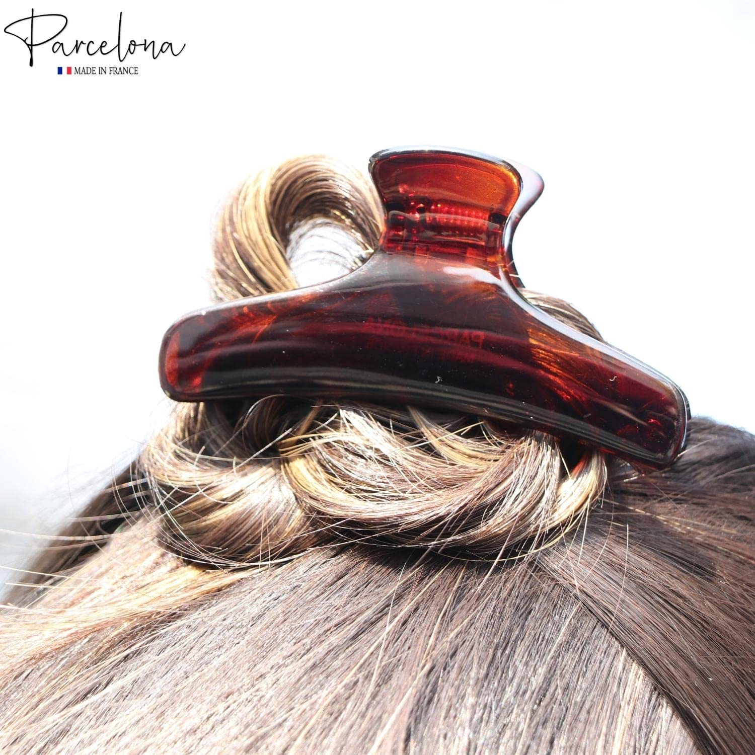 Parcelona French Flat Large 4” Salon Style Cellulose Jaw Hair Claw for Women