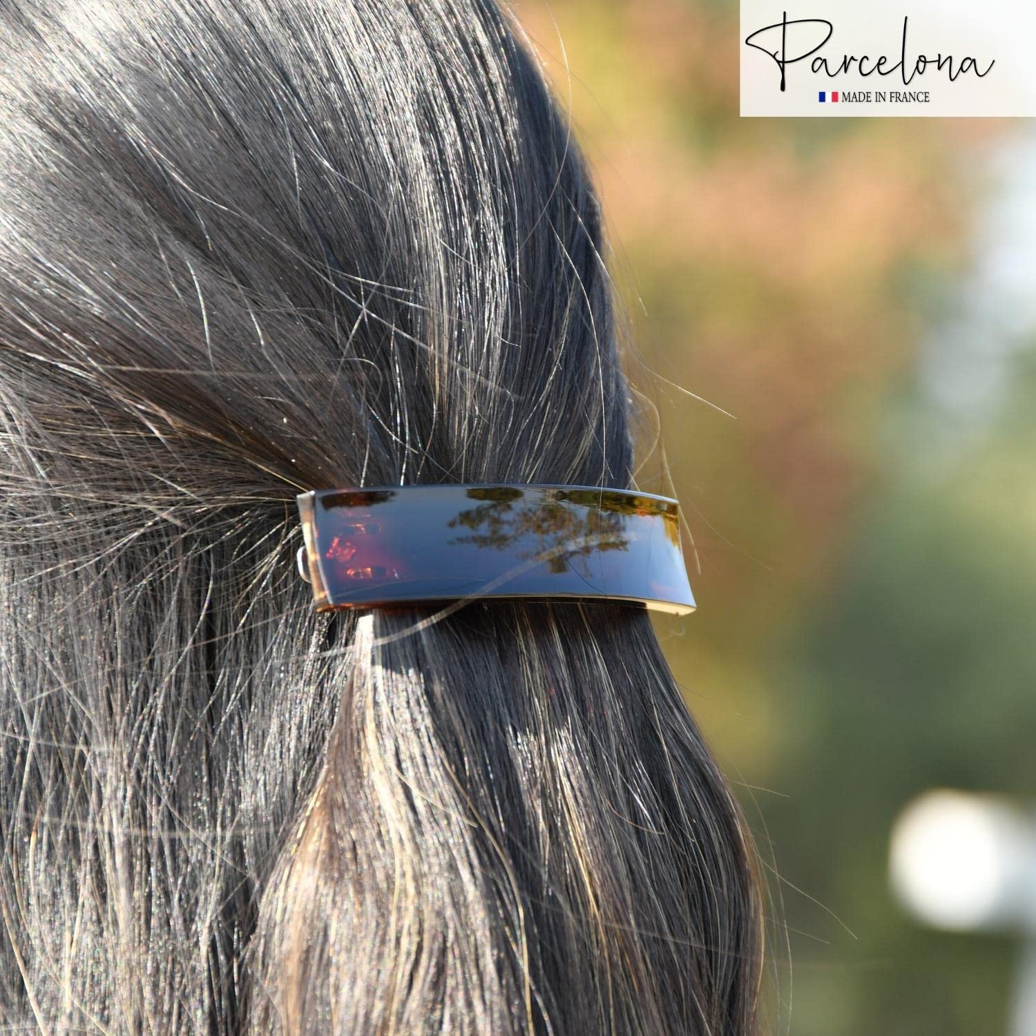 Parcelona French Oblong Tortoise Shell Medium Cellulose Hair Barrette for Women