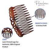 Parcelona French 13 Teeth Crown Small Celluloid Side Hair Combs for Women(2 Pcs)