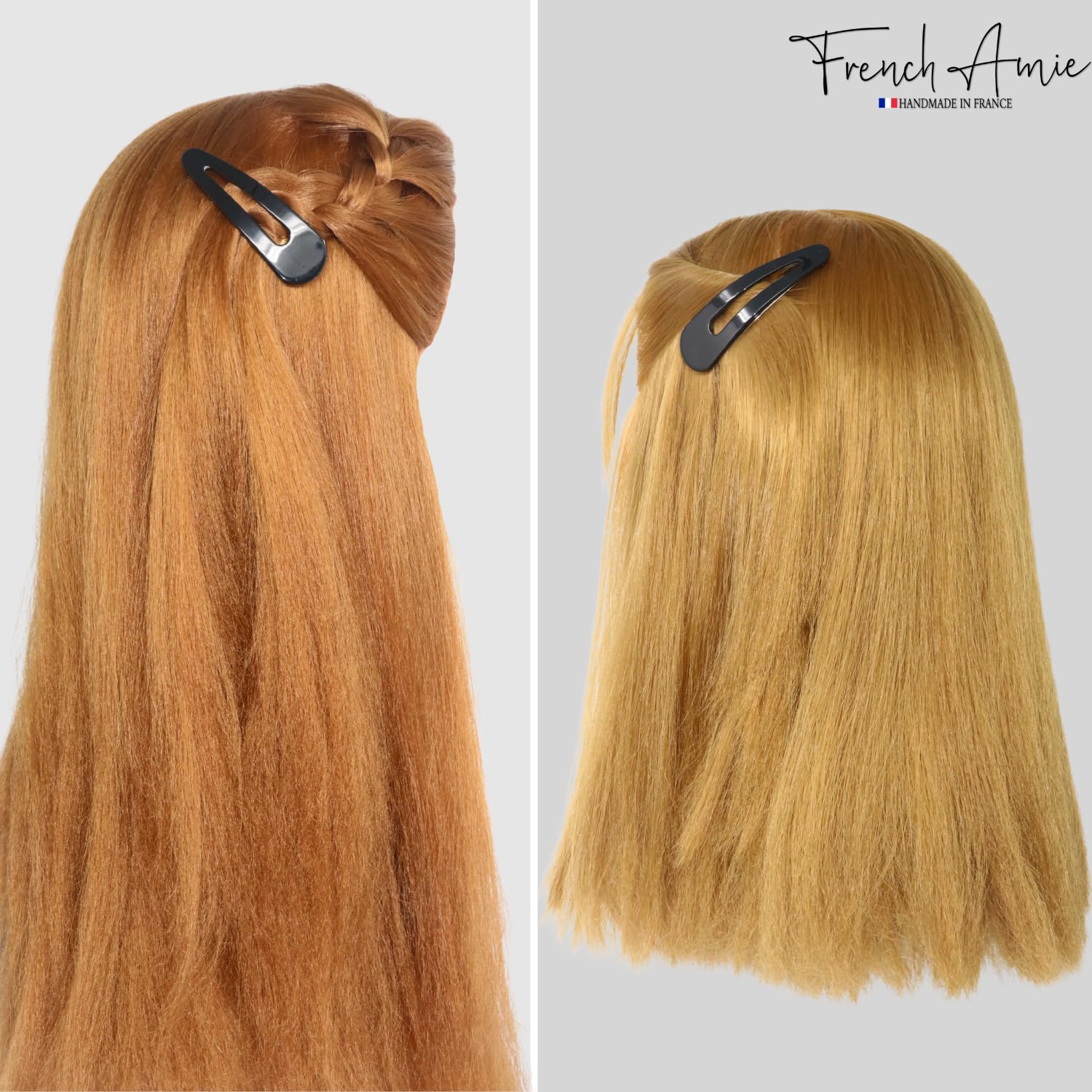 French Amie Clic Clac Large Handmade Cellulose Snap Hair Pins for Women(2 Pcs)