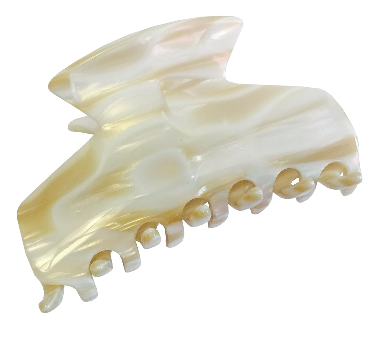 French Amie Chic Ivory Handmade Large 3 Inch Celluloid Jaw Hair Claw Clip