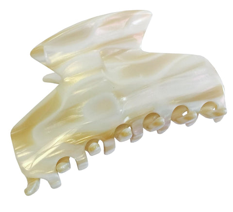 French Amie Chic Ivory Handmade Large 3 Inch Celluloid Jaw Hair Claw Clip