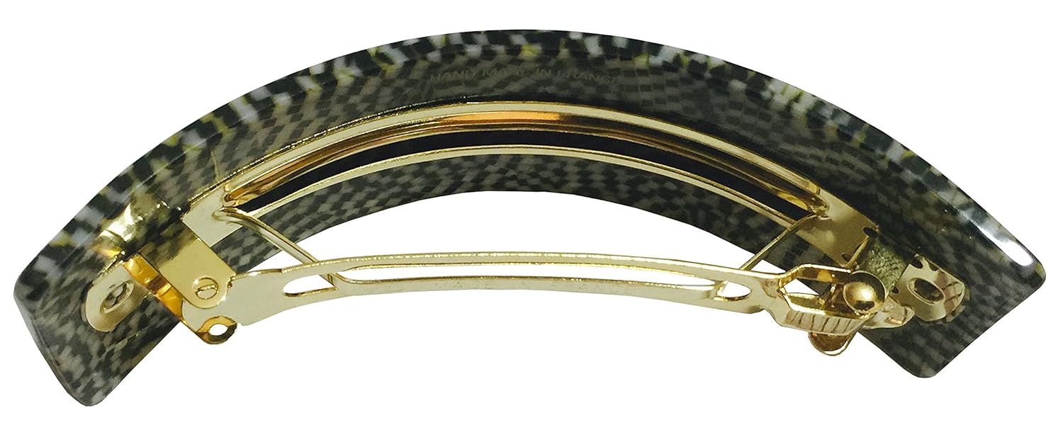 French Amie Handmade Curved Medium Automatic Strong Grip Hair Clip Barrette