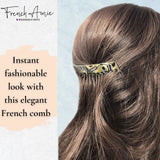 French Amie Onyx Handmade Medium 16 Teeth Celluloid Side Hair Comb
