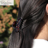 Parcelona French Brown & Black Small Celluloid Set of 2 Jaw Hair Claws