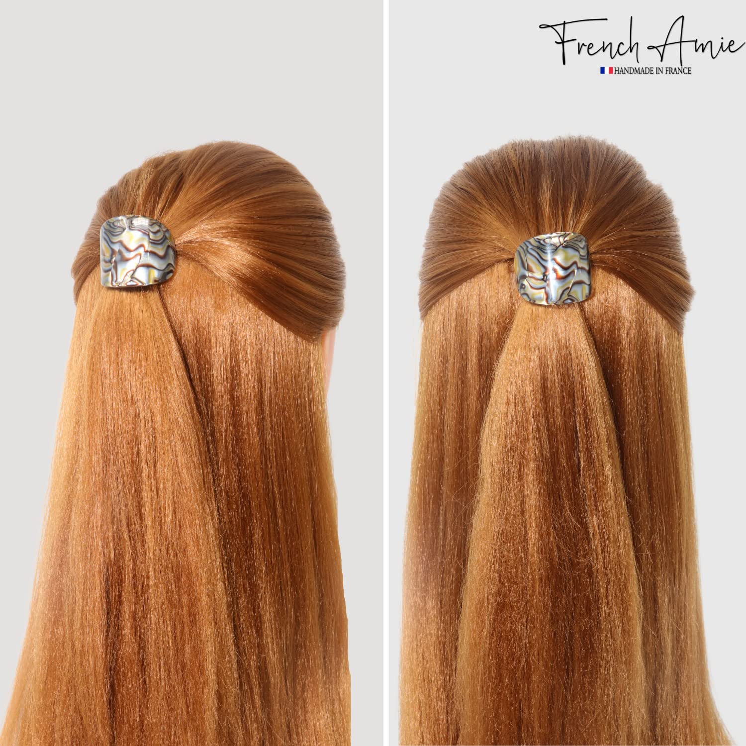 French Amie Curve Oval Cellulose Handmade Ponytail Elastic Hair Tie for Women