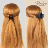 Parcelona French Checkered Small Celluloid Jaw Hair Claw Clamps for Women(2 Pcs)