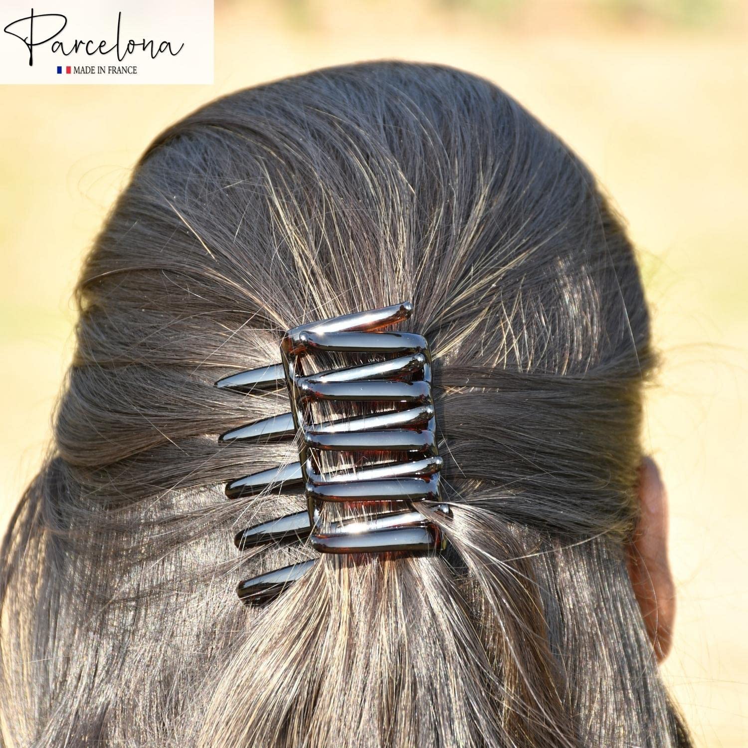 Parcelona French Crab Interlocking Medium Cellulose Hair Side Comb for Women