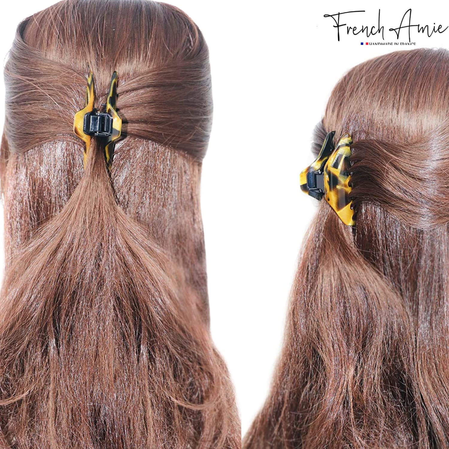 French Amie Director Thin and Narrow Small Handmade Cellulose Hair Claw for Women
