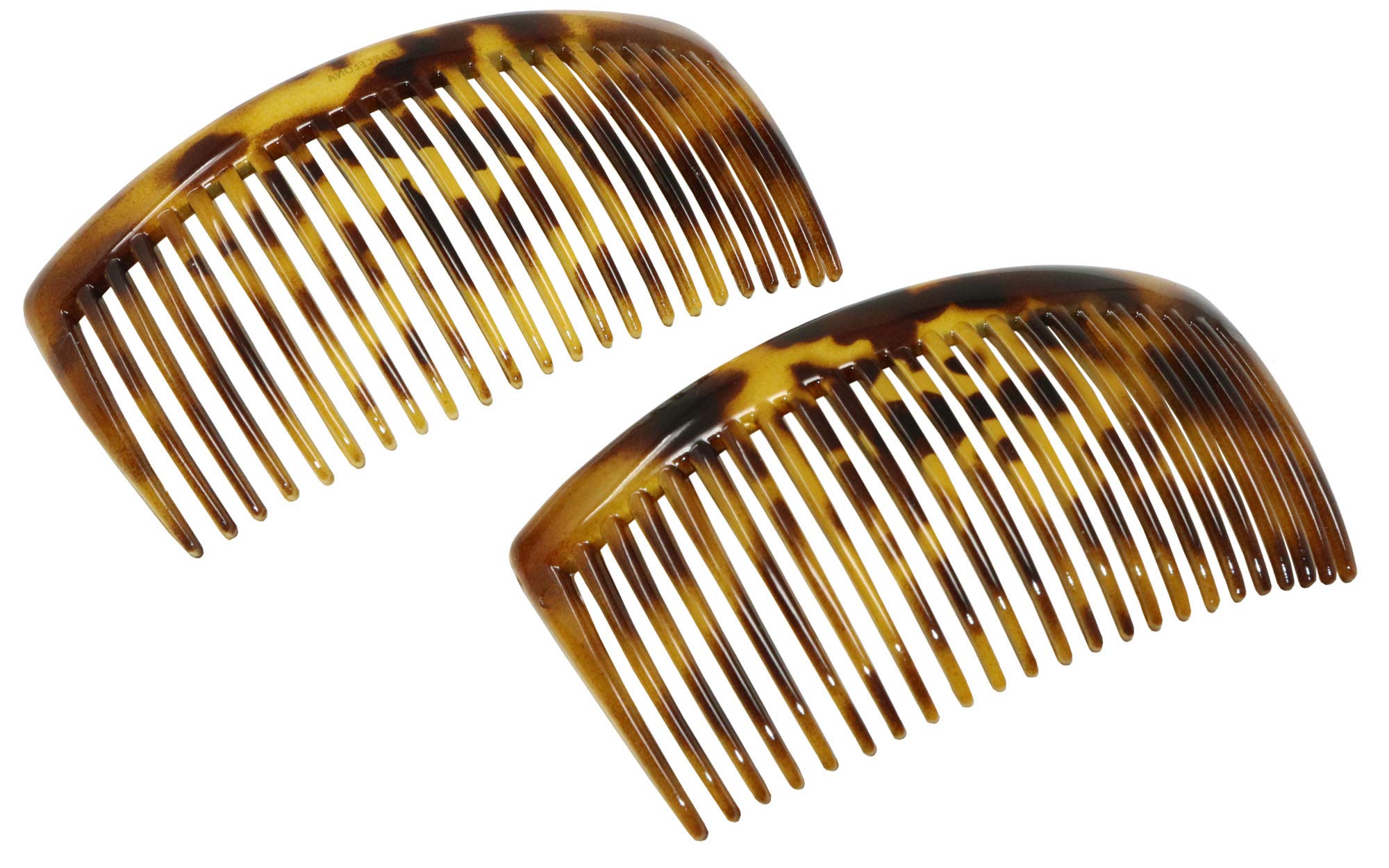 Parcelona French Glossy Large Cellulose Updo 23 Teeth Hair Side Combs(2 Pcs)