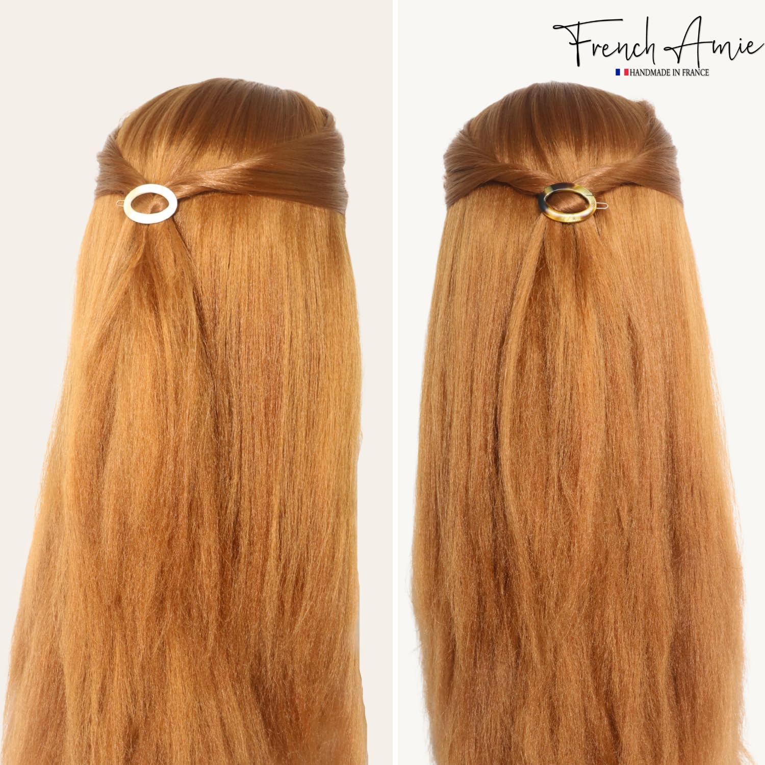 French Amie Oval Hoop Small 1 1/4” Cellulose Handmade Hair Barrette Clips(4 Pcs)