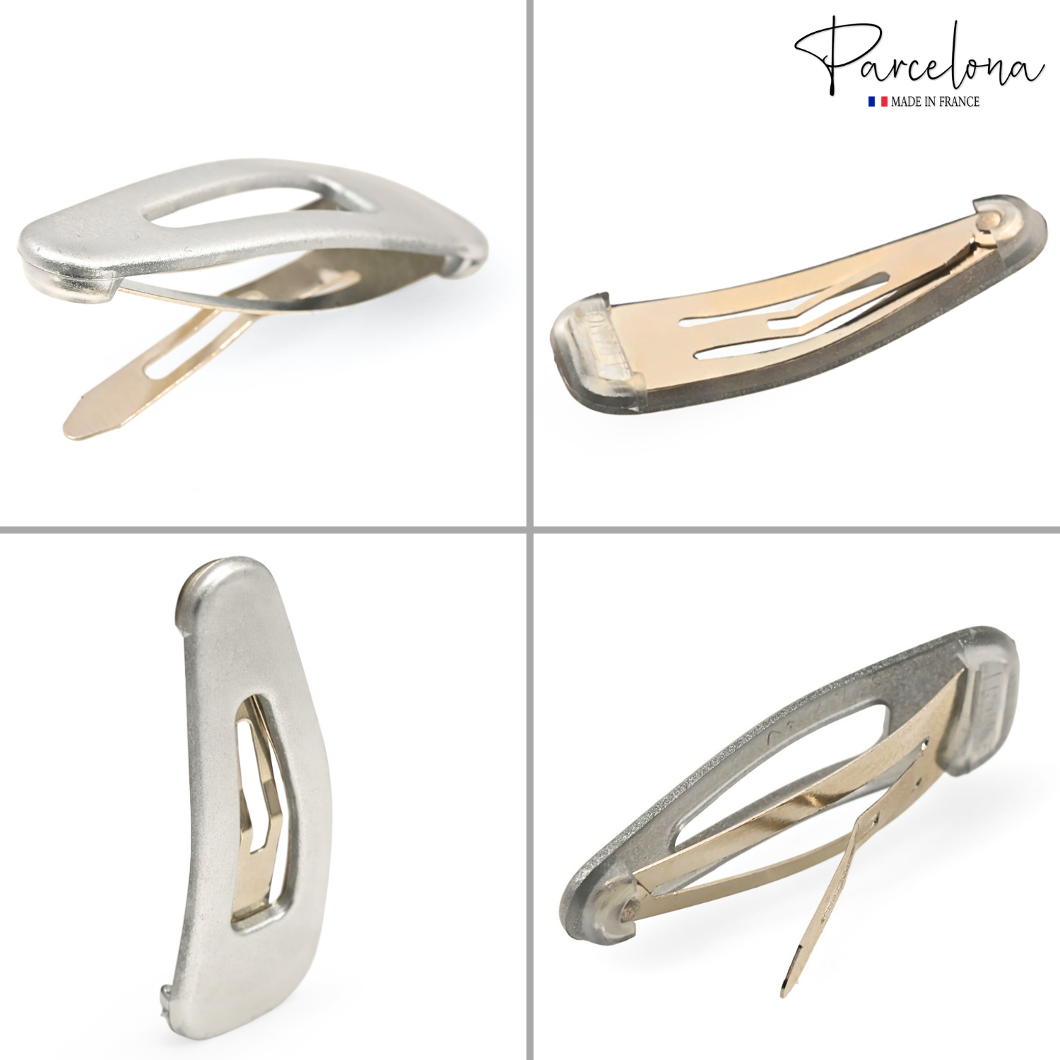 Parcelona French Mini Set of 4 Small 1.25" Cellulose Snap Hair Pins for Women