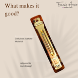 French Amie Quilted Barrette 3.5 Inch Cellulose Acetate Hair Clip for Women