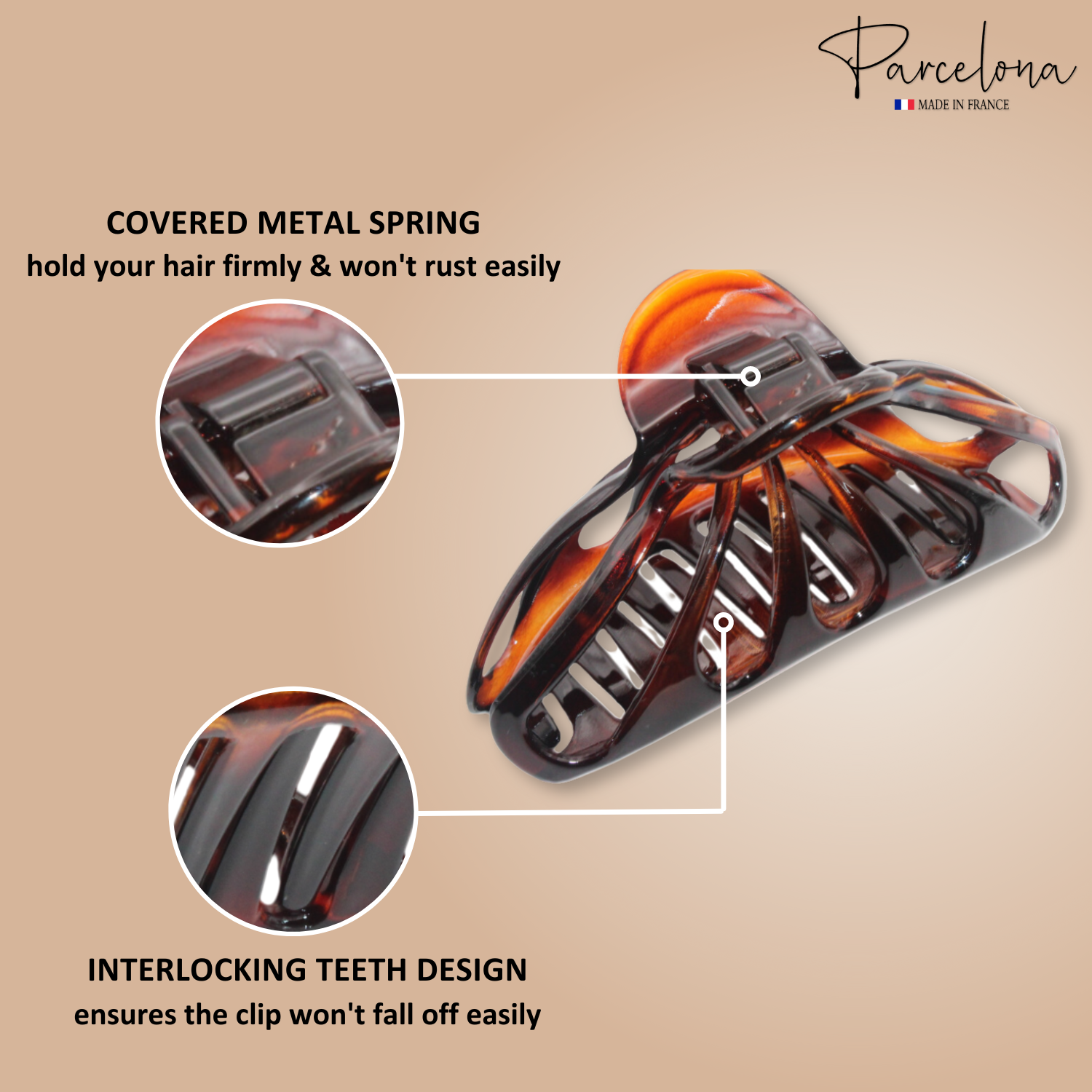 Parcelona French Rain Drop 4" Large Cellulose Jaw Hair Claw for Women