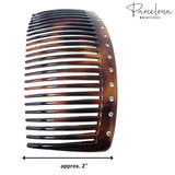 Parcelona French Glossy Crystals Brown Large 4 1/4" Set of 2 Good Grip 23 Teeth