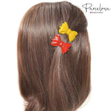 Parcelona French Ribbon Bow Small Celluloid Side Hair Barrettes for Women & Girls