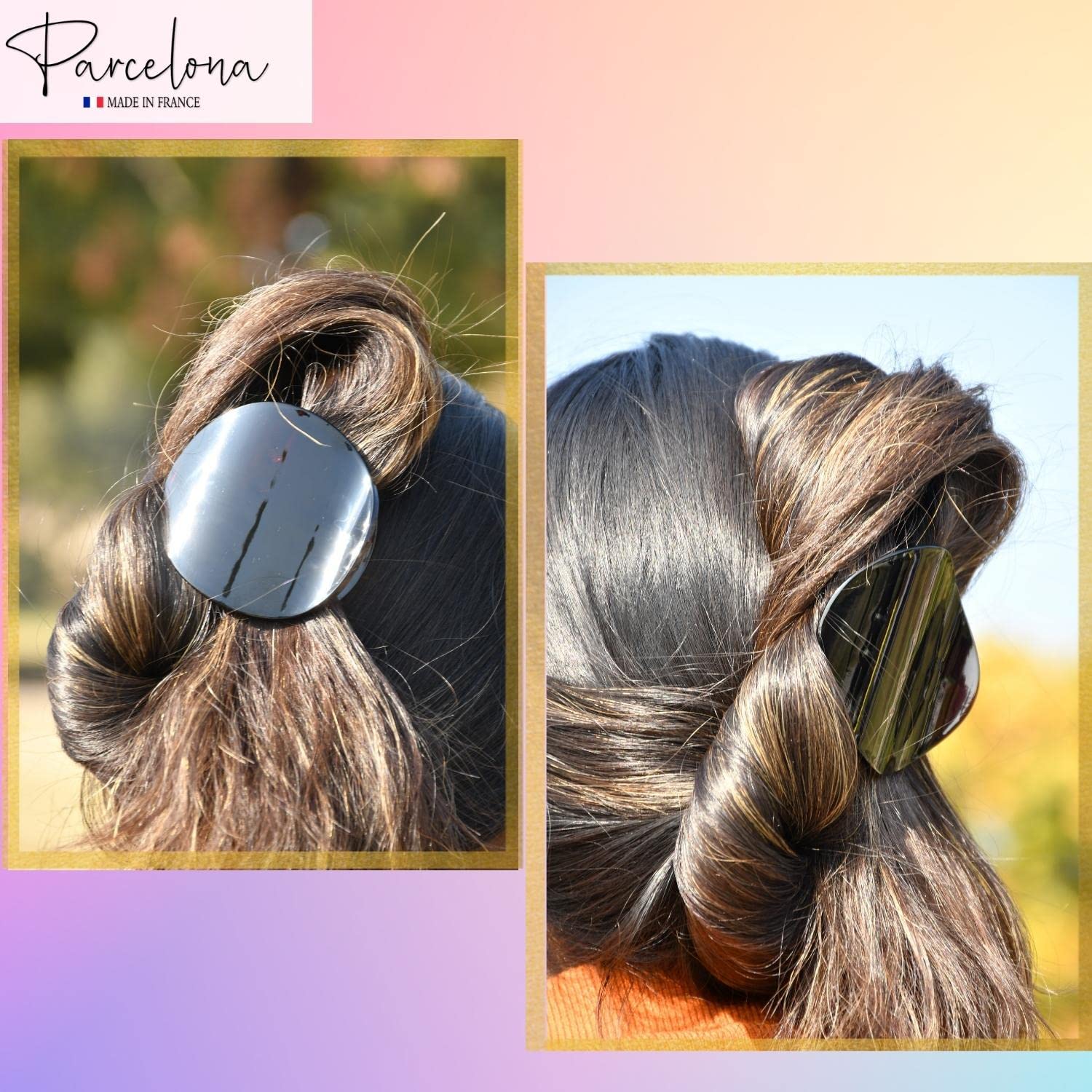 Parcelona French Onde Small 2 3/4" Cellulose Side Slide in Hair Claw for Women