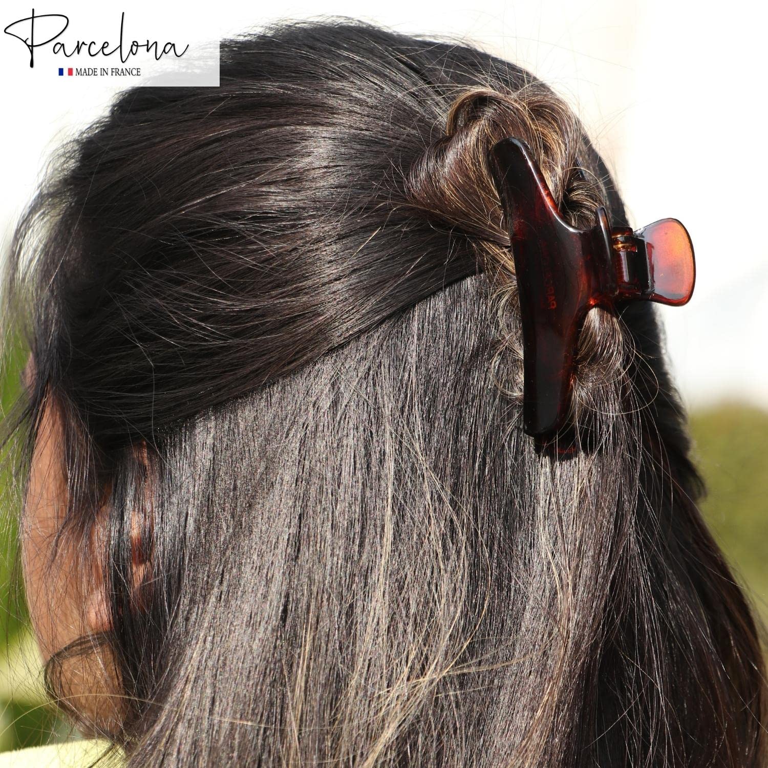 Parcelona French Flat Salon Style Medium 3 1/4" Cellulose Hair Claw for Women