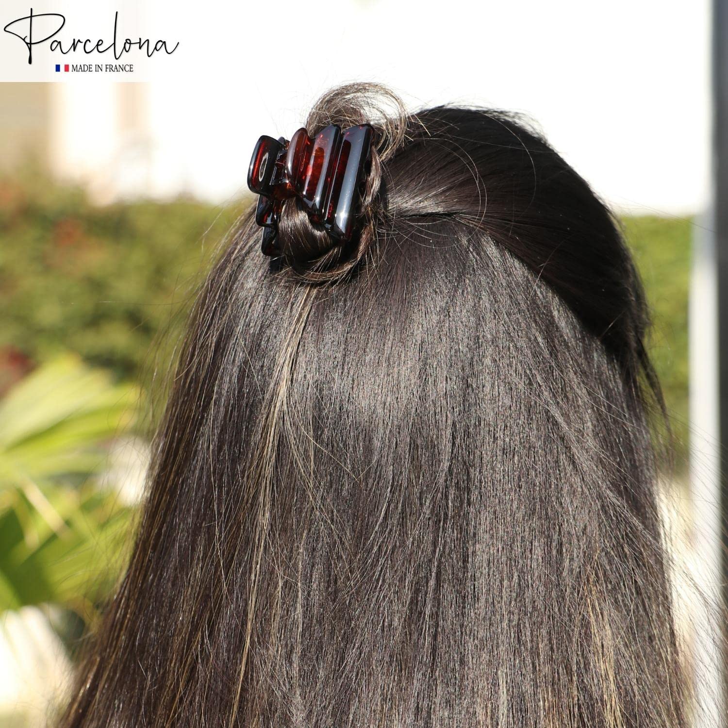 Parcelona French Crumpled Fat Medium Shell Cellulose Jaw Hair Claw Clip Clutcher