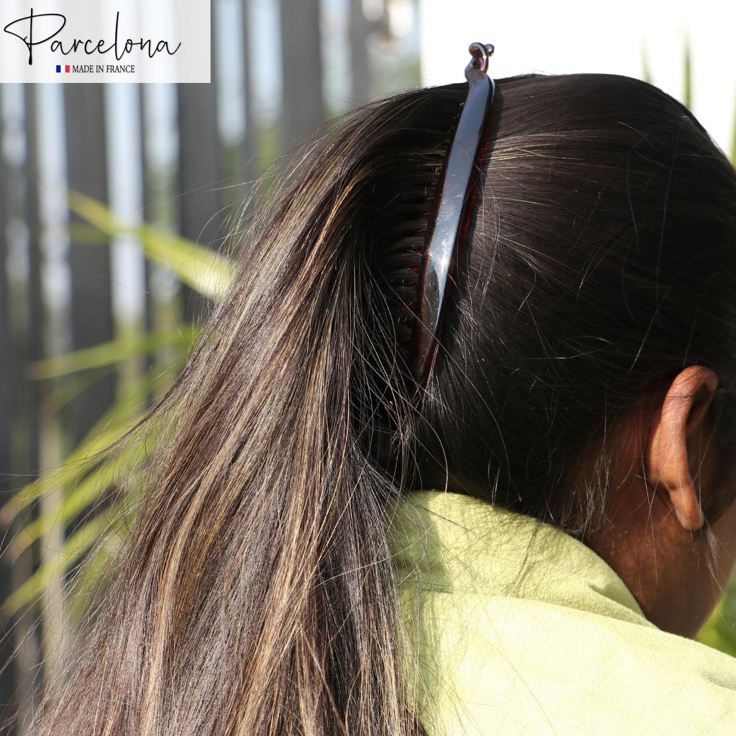Parcelona French Elongated Shell Black Extra Large Ponytail Banana Hair Clip