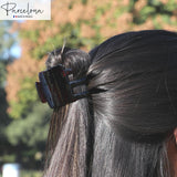 Parcelona French Square Shell Covered Spring  Pony Jaw Hair Claw Clip Clamp