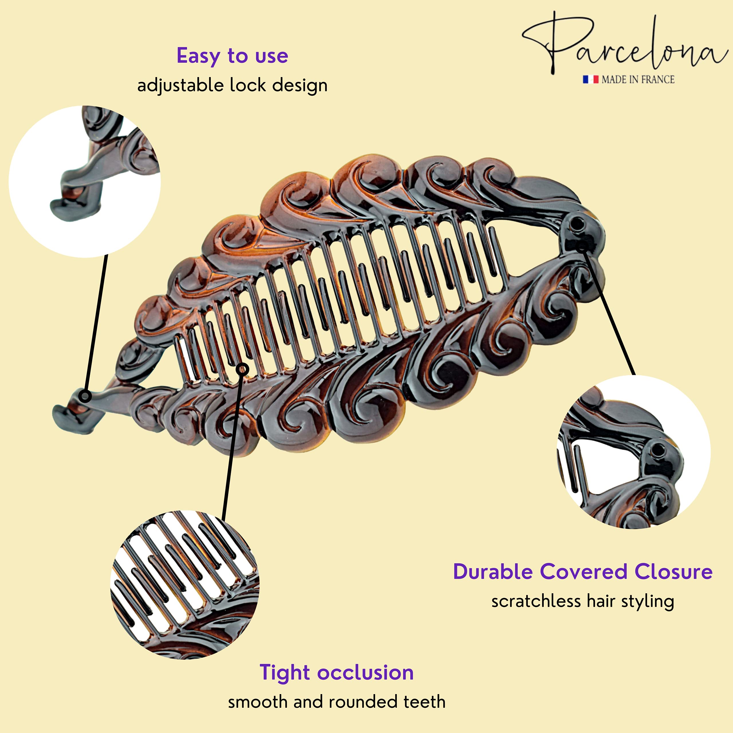 Parcelona French Swirl Fish Large 6" Cellulose Banana Hair Clip for Women